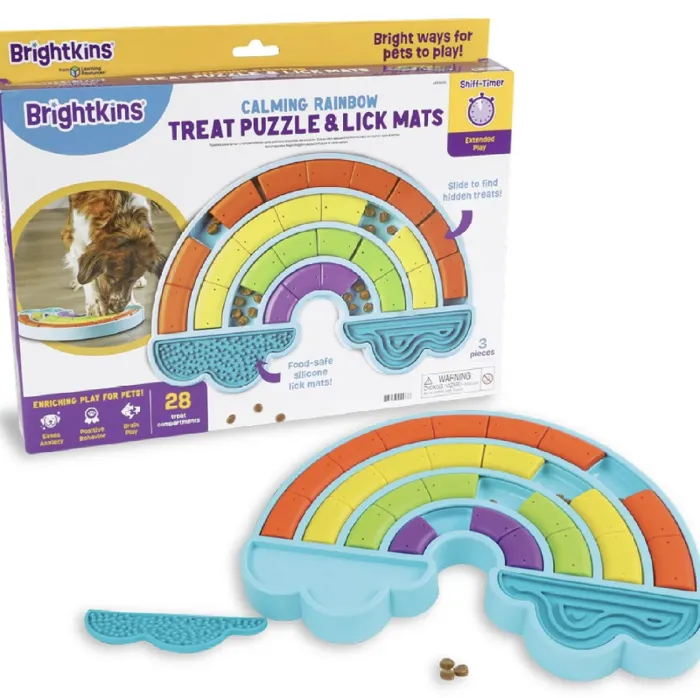Brightkins Dog Toy Treat Puzzle Calming Rainbow
