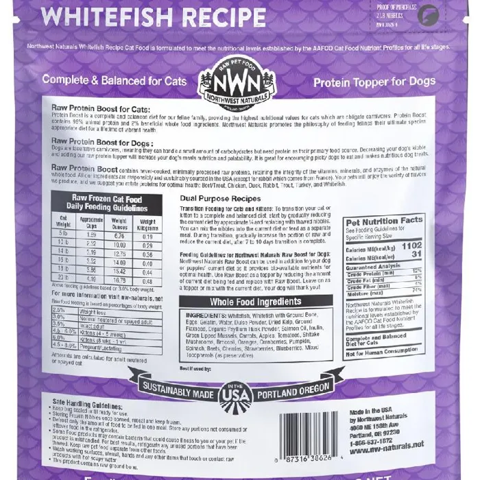 NWN Frozen Raw Whitefish Recipe for Cats & Dogs 2#