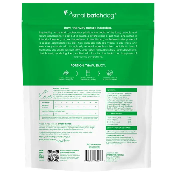SmallBatch Frozen Raw Duck Patties for Dogs 6-lb