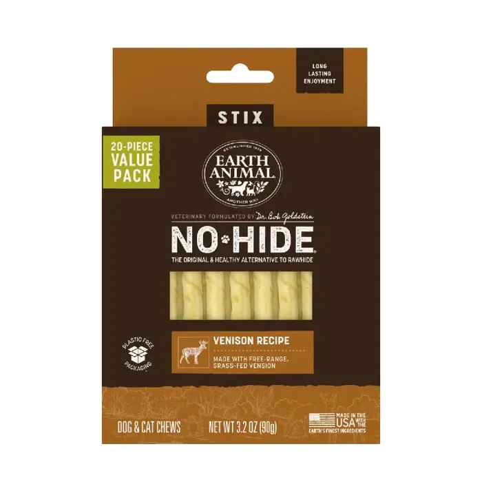 Earth Animal No Hide Stix Venison 20-pk