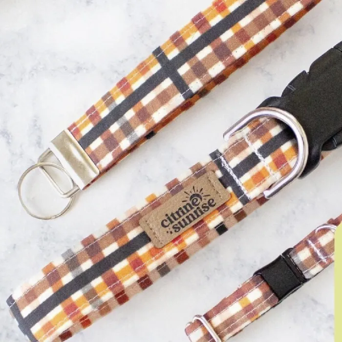 Fall Plaid Buckle Dog Collar Large