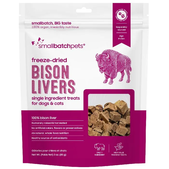 Smallbatch Freeze-Dried Bison Livers for Dogs and Cats 3 Oz