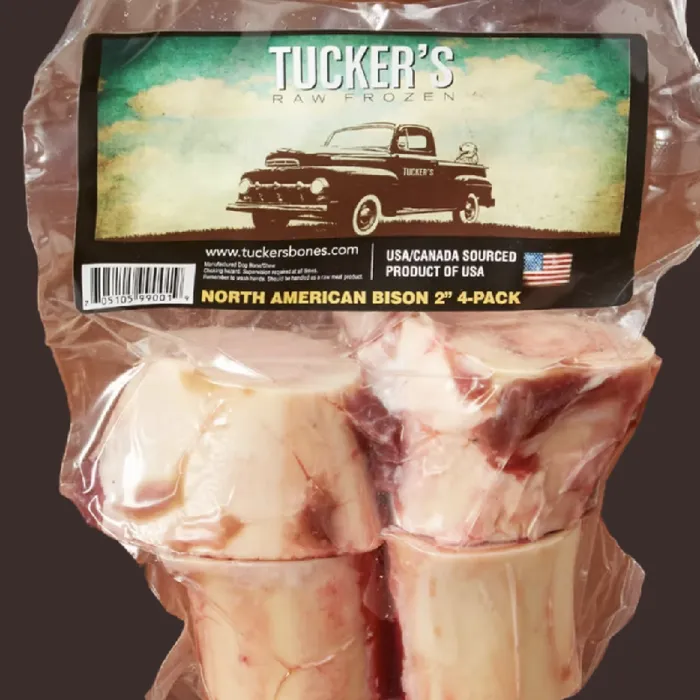 Tucker's Frozen Raw Bison Bones 2" 4 Pack