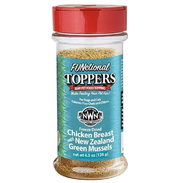 Northwest Naturals Freeze-Dried Chicken Breast With New Zealand Green Mussels Topper for Dogs and Cats 5-oz