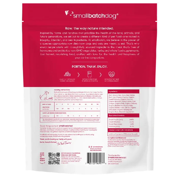 SmallBatch Frozen Raw Beef Patties for Dogs 6-lb