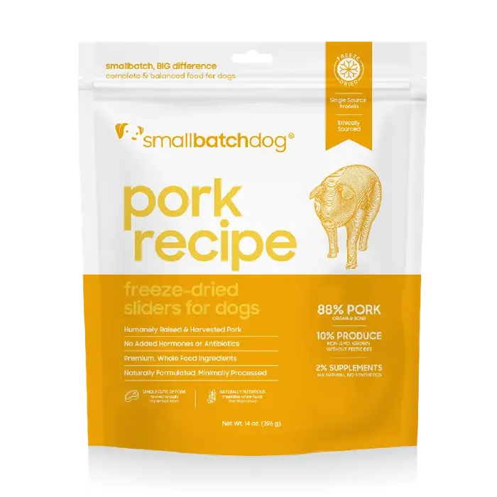 SmallBatch Freeze-Dried Pork Sliders for Dogs 14-oz