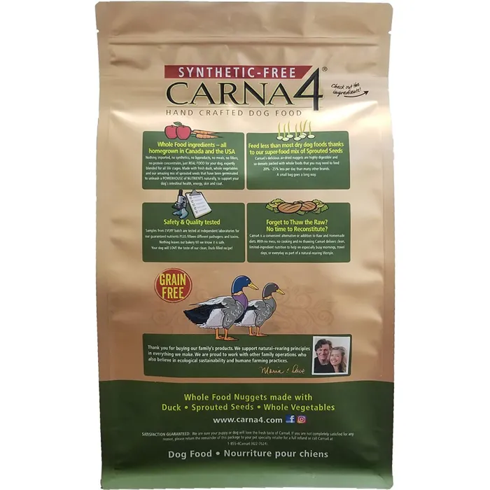 Carna4 Grain-Free Duck Dog Food 22 lb back