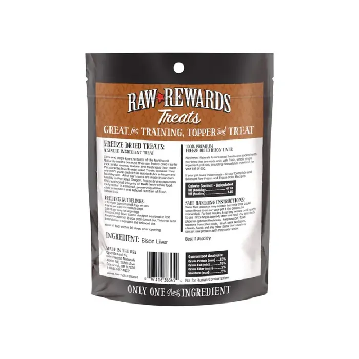 Northwest Naturals Freeze-Dried Bison Liver for Dogs and Cats 3-oz