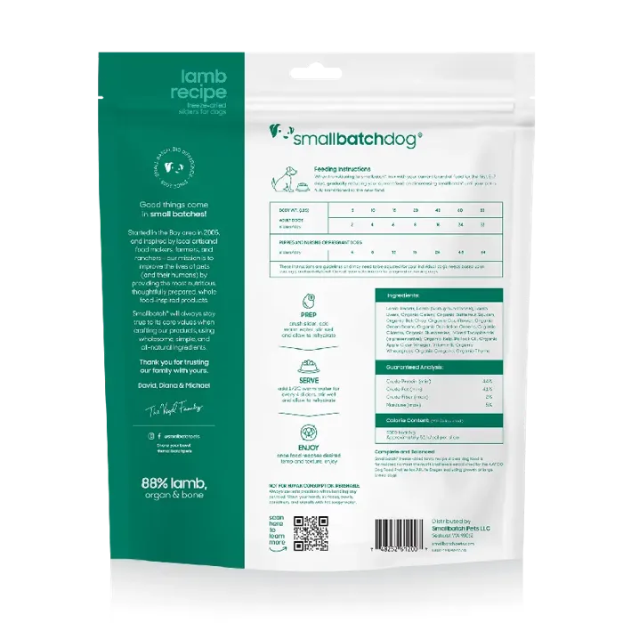 SmallBatch Freeze Dried Lamb Sliders for Dogs 14-oz