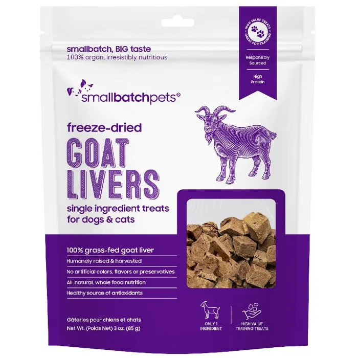 Smallbatch Freeze-Dried Goat Livers for Dogs and Cats 3 Oz
