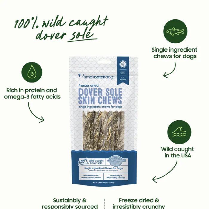 Smallbatch Dog Treat Fd Dover Sole Skin Chews 1.5