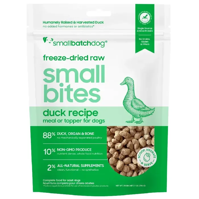 SmallBatch Freeze-Dried Small Bites Duck Recipe for Dogs 7 Oz
