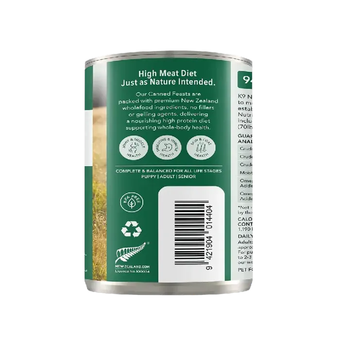 K9 Natural Grain Free New Zealand Lamb Feast Can 13 Oz