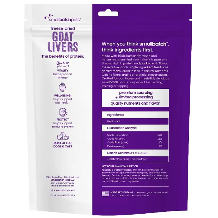 Smallbatch Freeze-Dried Goat Livers for Dogs and Cats 3 Oz