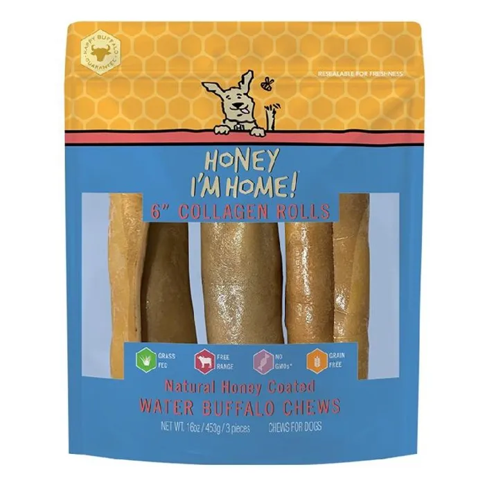 Honey I'm Home Water Buffalo Collagen Rolls 6" (3 count)