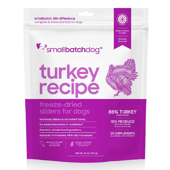 Small Batch Freeze-Dried Turkey Sliders for Dogs 25-oz