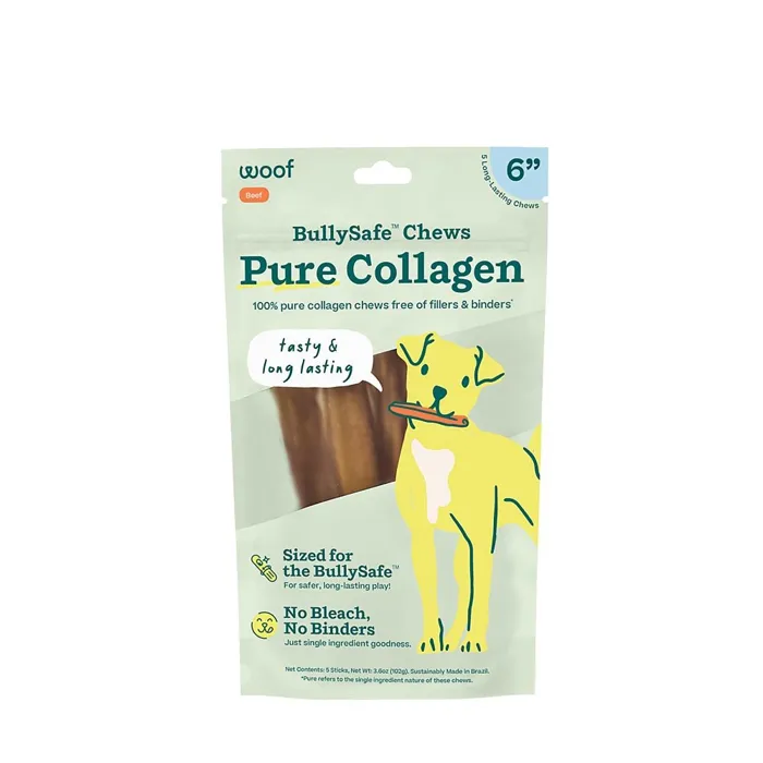 Woof BullySafe Pure Collagen Chews 6-inch pouch front