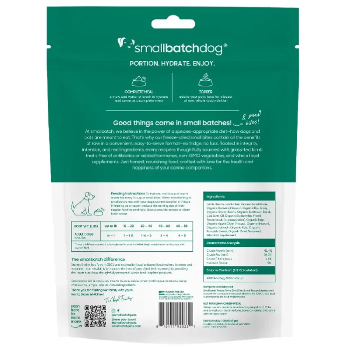 Small Batch Freeze-Dried Small Bites Lamb Recipe for Dogs 19 Oz