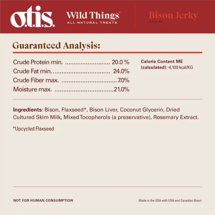 Otis Dog Wild Things Bison Jerky 4-oz