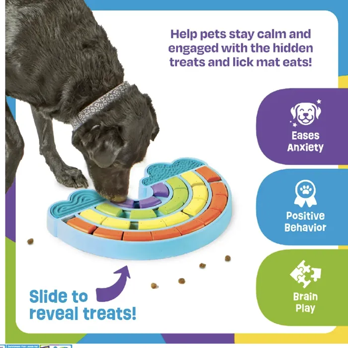 Brightkins Dog Toy Treat Puzzle Calming Rainbow