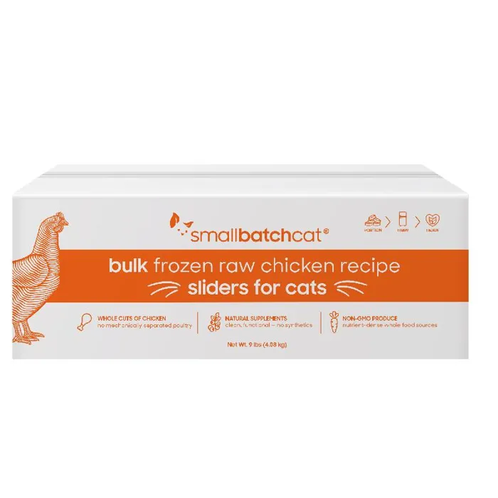 SmallBatch Frozen Raw Chicken Sliders for Cats 9-lb