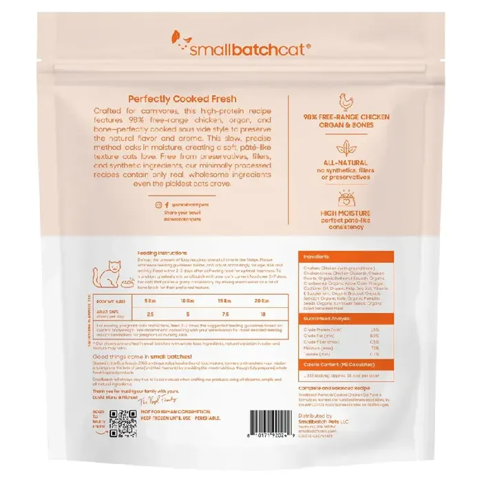 SmallBatch Frozen Perfectly Cooked Chicken Recipe for Cats 2lb