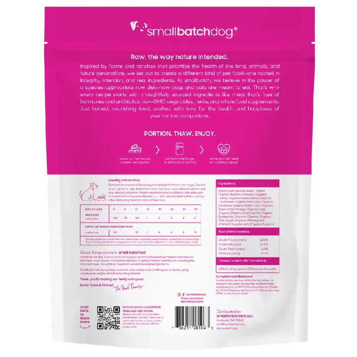 SmallBatch Frozen Raw Rabbit Patties for Dogs 6-lb