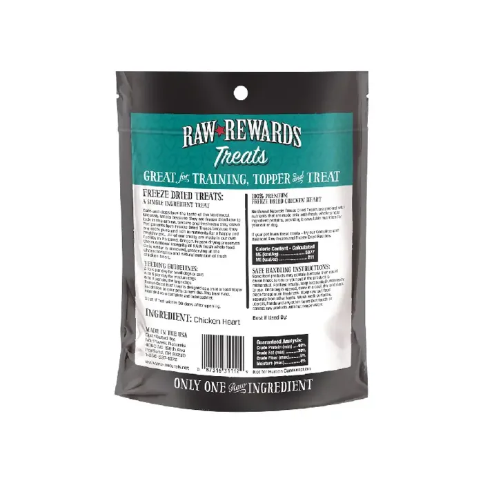 Northwest Naturals Freeze-Dried Chicken Hearts for Dogs and Cats 10-oz