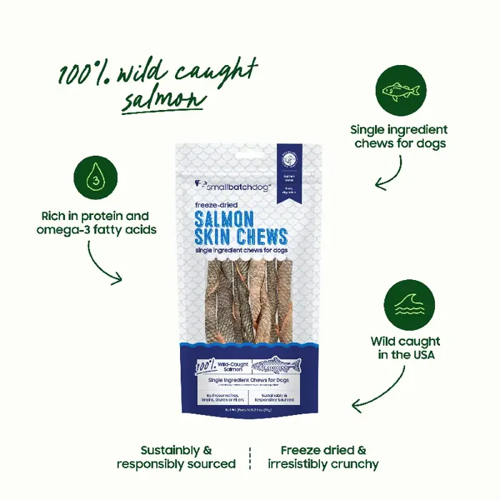 Smallbatch Freeze-Dried Salmon Skin Chews 2.5 Oz