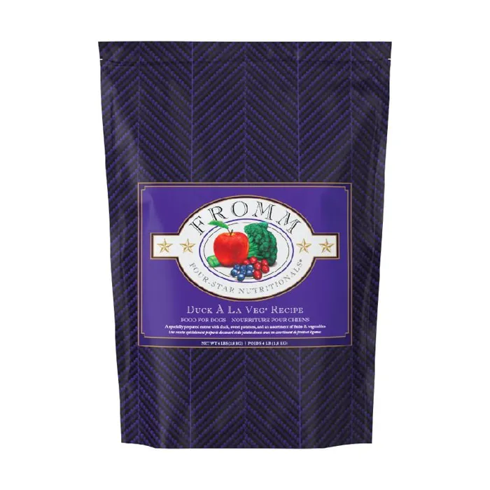 Fromm Four-star Duck À La Veg Dry Dog Food, Real Duck With Sweet Potatoes, Fruits, Vegetables, And Probiotics 4-lb