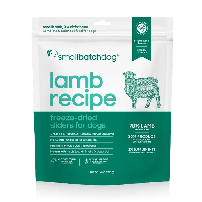 SmallBatch Freeze Dried Lamb Sliders for Dogs 14-oz