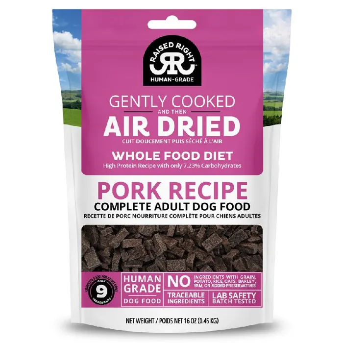 Raised Right Gently Cooked & Air Dried Pork Recipe for Dogs 16 Oz