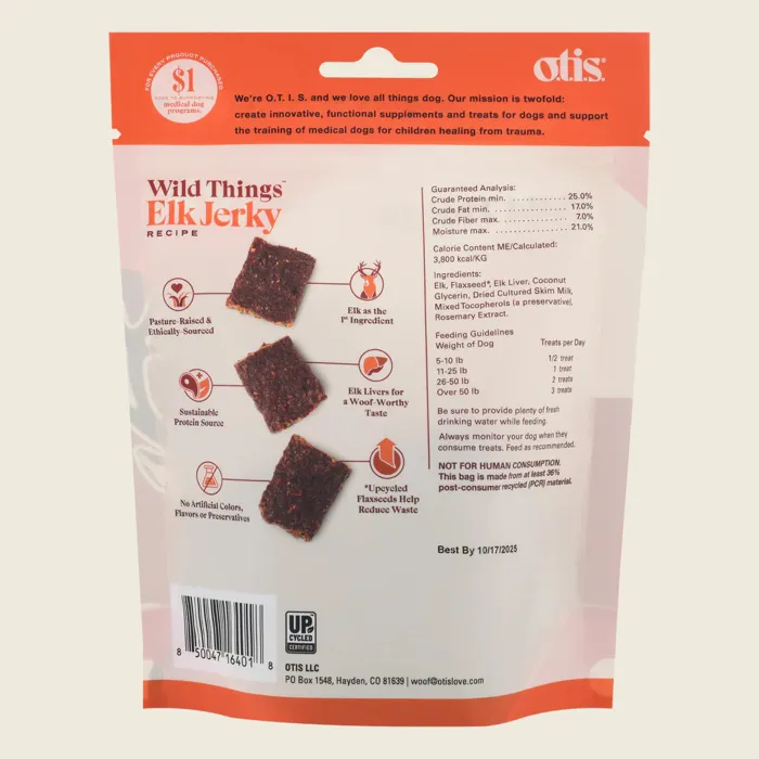 Otis Wild Things Elk Jerky Dog Treat 4-oz