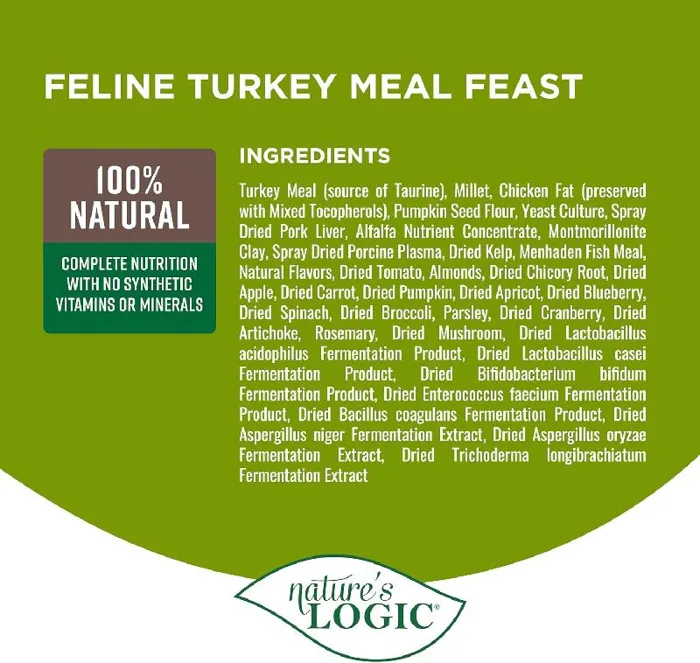 Nature's Logic Cat Turkey Meal Kibble 3.3 Lbs