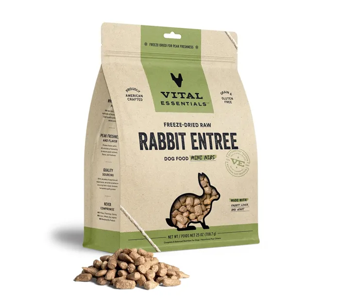 Freeze-dried Raw Rabbit Entree Dog Food Mini Nibs - 25oz