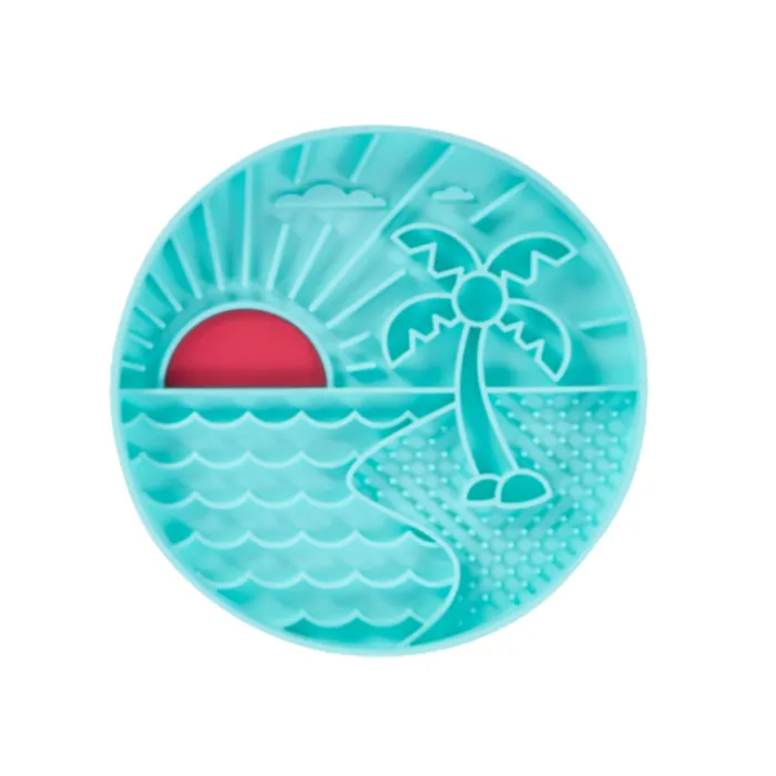 Mm Silicone Interactive Lick Bowl Beach Pattern Teal