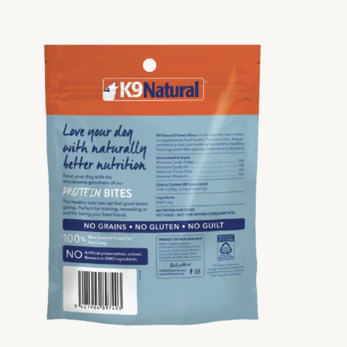 K9 Naturals Dog Treat Bites Beef Lung 2.1-oz