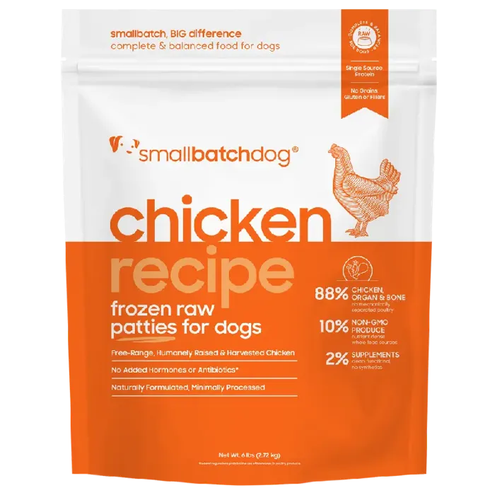 SmallBatch Frozen Raw Chicken Patties for Dogs 6-lb