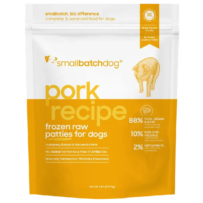 Smallbatch Frozen Raw Pork Sliders for Dogs 3-lb