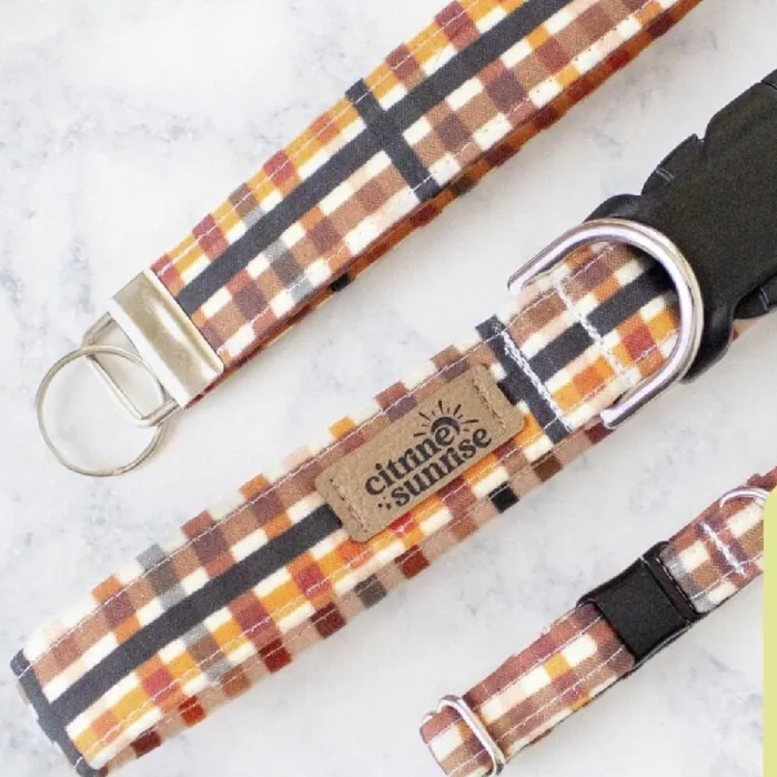 Fall Plaid Buckle Dog Collar Small