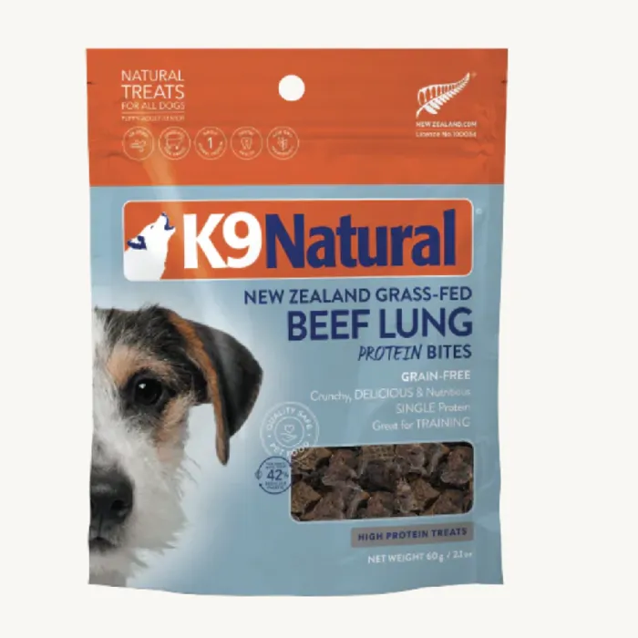 K9 Naturals Dog Treat Bites Beef Lung 2.1-oz