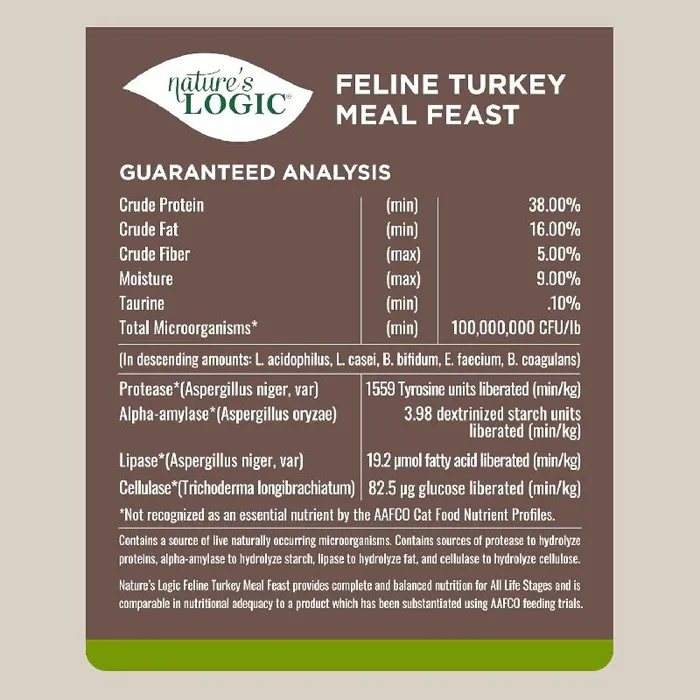 Nature's Logic Cat Turkey Meal Kibble 3.3 Lbs