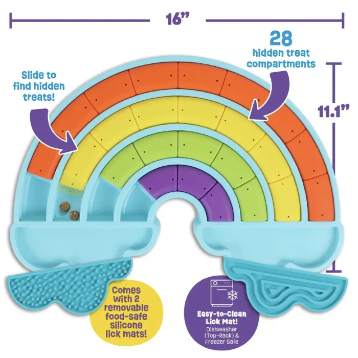 Brightkins Dog Toy Treat Puzzle Calming Rainbow