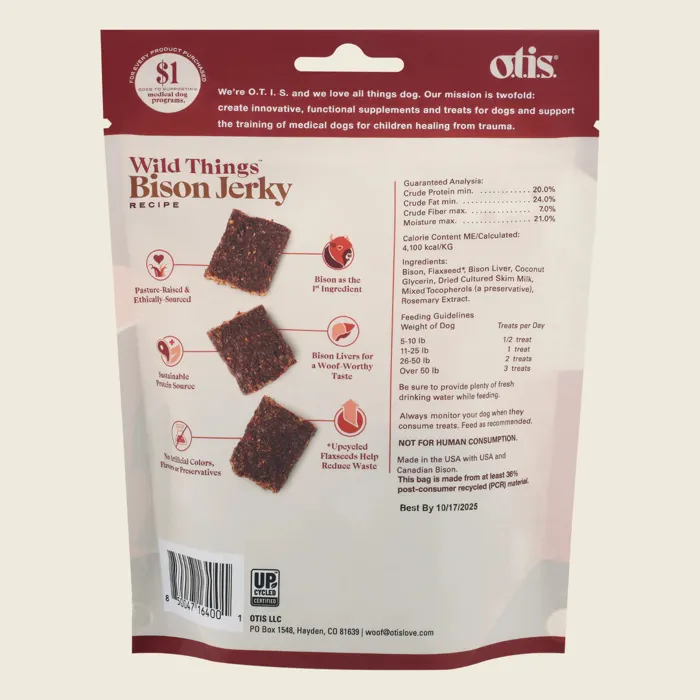 Otis Dog Wild Things Bison Jerky 4-oz