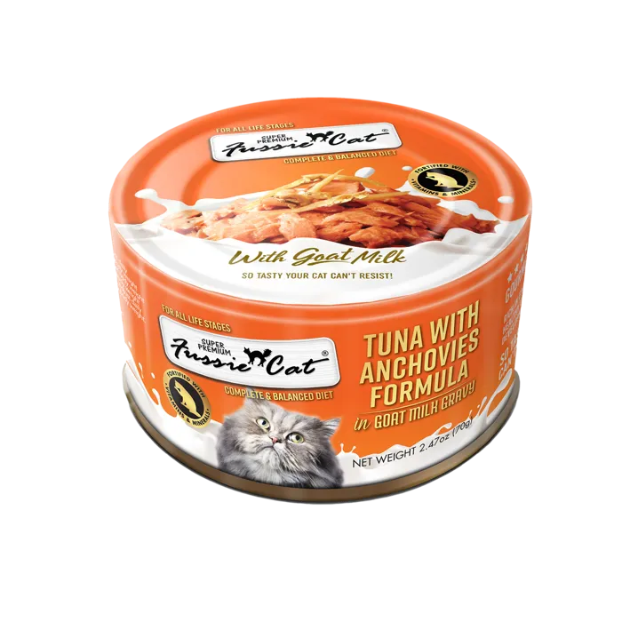Fussie Cat Tuna Anchovies Goats Milk 2.47-oz