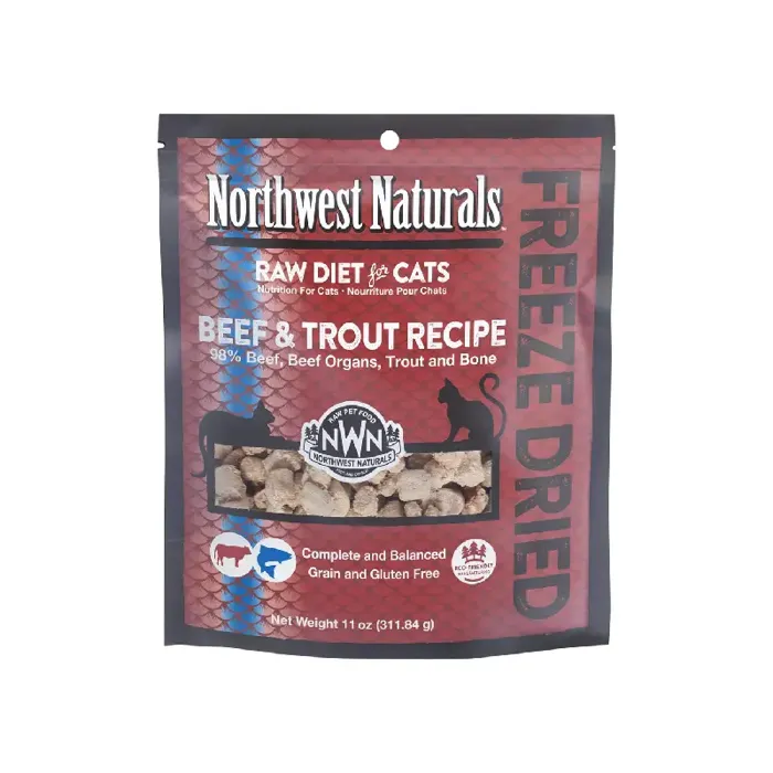Northwest Naturals Freeze-Dried Beef & Trout Recipe for Cats 11-oz