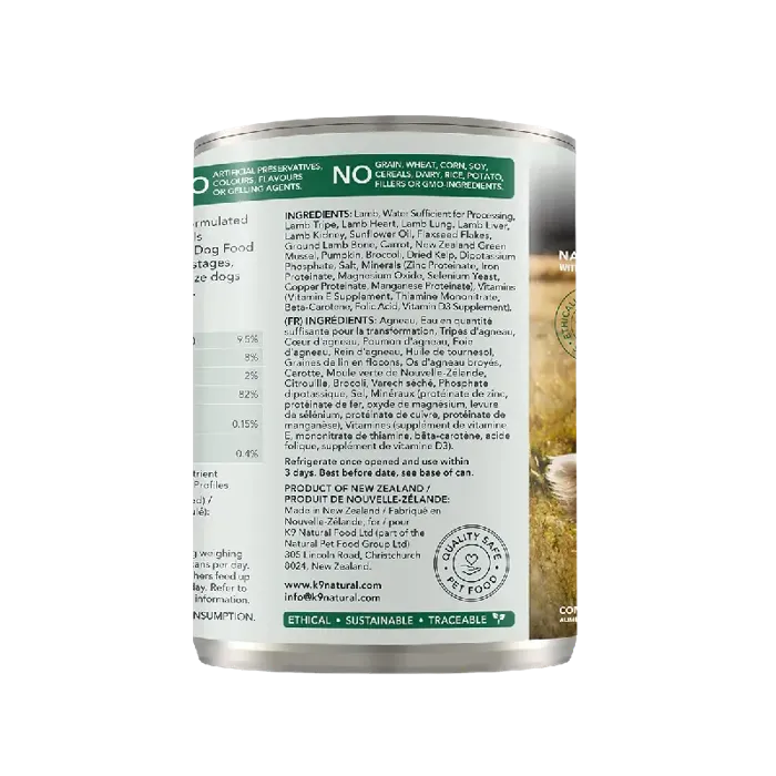 K9 Natural Grain Free New Zealand Lamb Feast Can 13 Oz