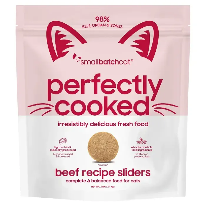 Small Batch Frozen Perfectly Cooked Beef Recipe for Cats 2lb
