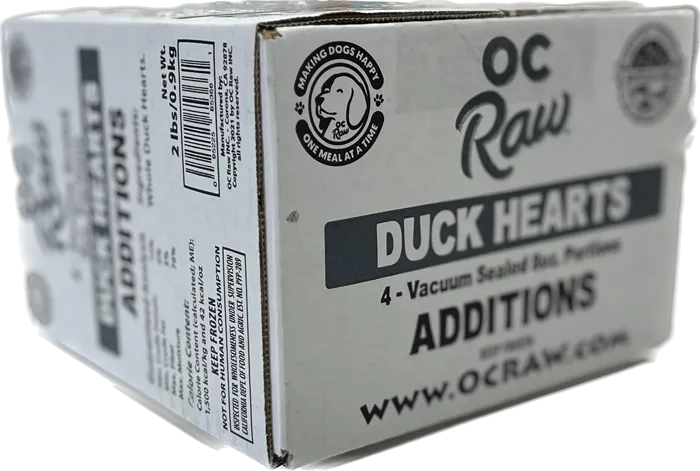 Oc Raw Frozen Raw Duck Hearts 2-lbs