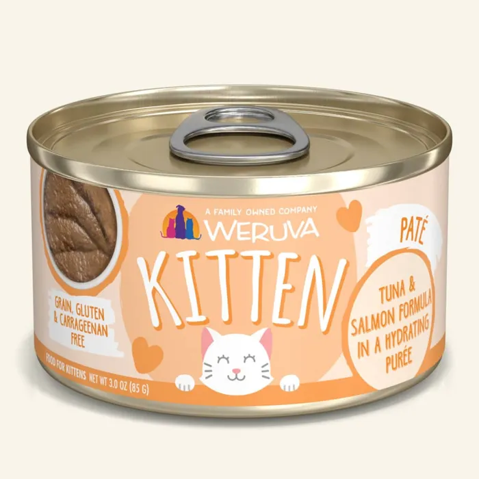 Weruva Kitten Tuna & Slmn In a Hydrating Puree Wet Cat Food Can, 3-oz